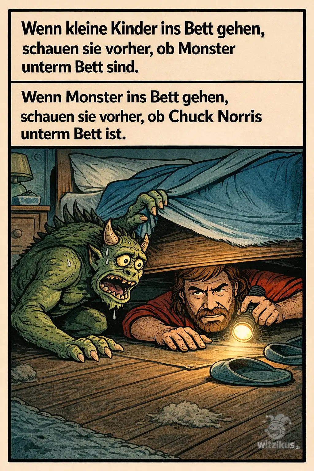 255661-kleine-kinder-bett-monster-chuck-norris-unterm-bett-schauen-vorher
