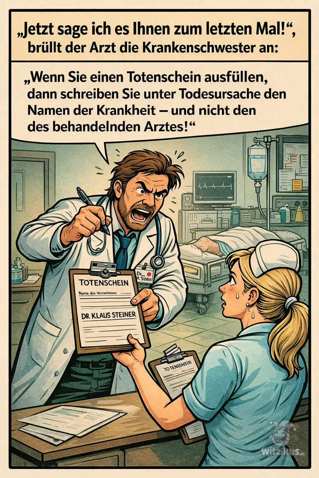 795440-arzt-bruellt-krankeschwester-totenschein-ausfuellen-todesursache-name-krankheit-behandelnden-arztes